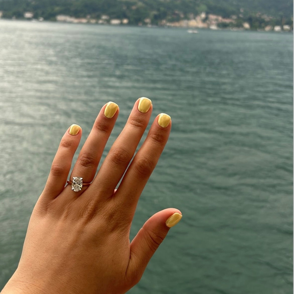 Manicure in Lake Como with Diamond Ring